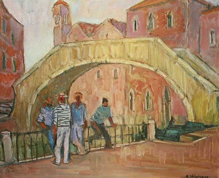 I gondolieri, 1968, olio, Firenze, collezione privata